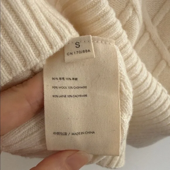 Cream Wool and Cashmere Turtleneck Sweater - Picture 6 of 6